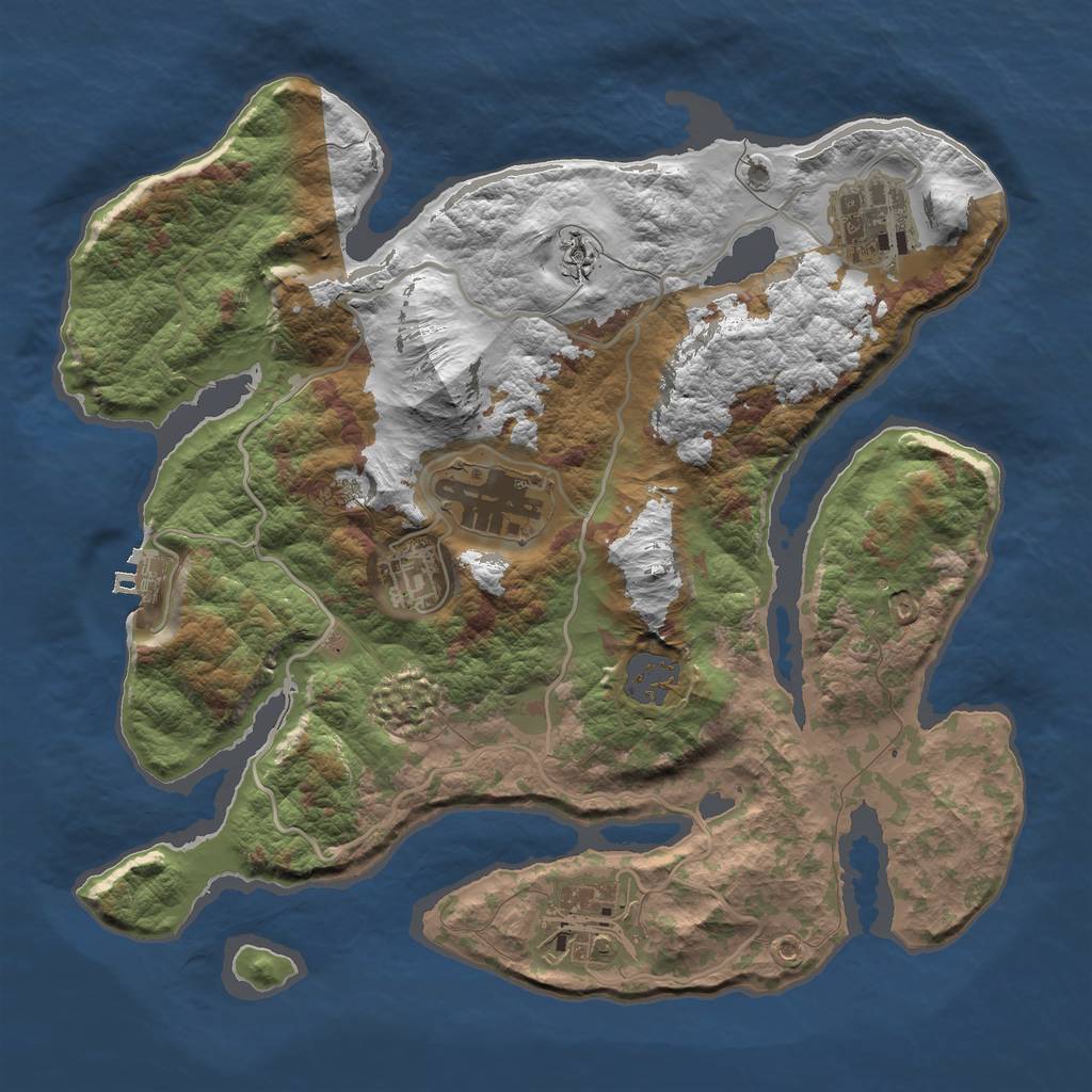 Rust Map: Barren, Size: 3010, Seed: 1364, 10 Monuments