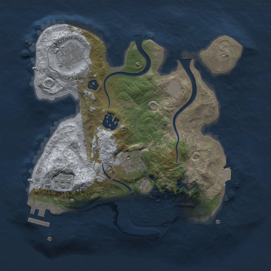 Rust Map: Procedural Map, Size: 2500, Seed: 2106483900, 7 Monuments