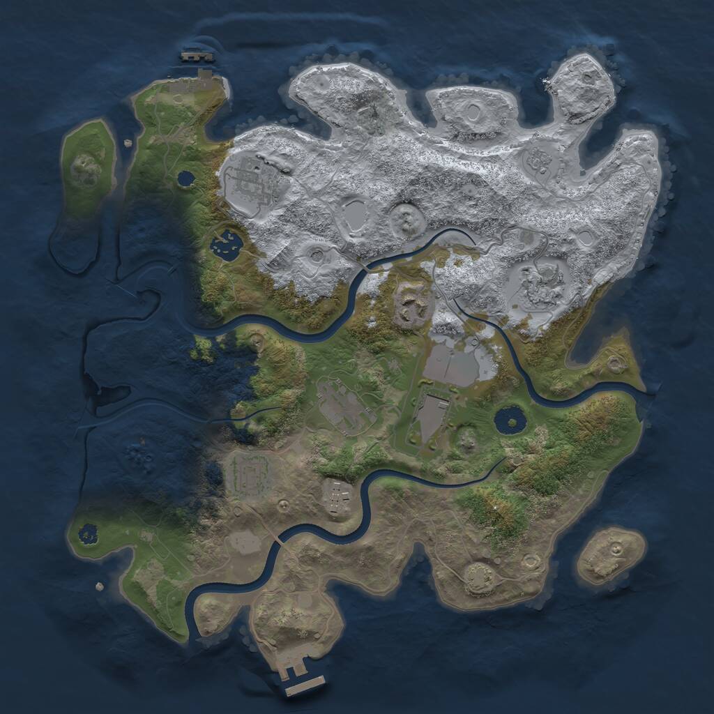 Rust Map: Procedural Map, Size: 3550, Seed: 438227, 14 Monuments