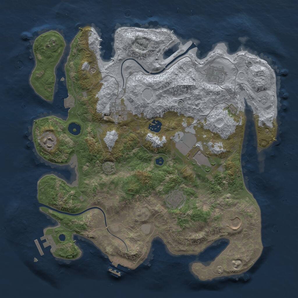 Rust Map: Procedural Map, Size: 3550, Seed: 609571, 13 Monuments