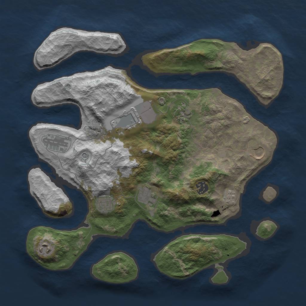 Rust Map: Barren, Size: 3600, Seed: 12, 12 Monuments
