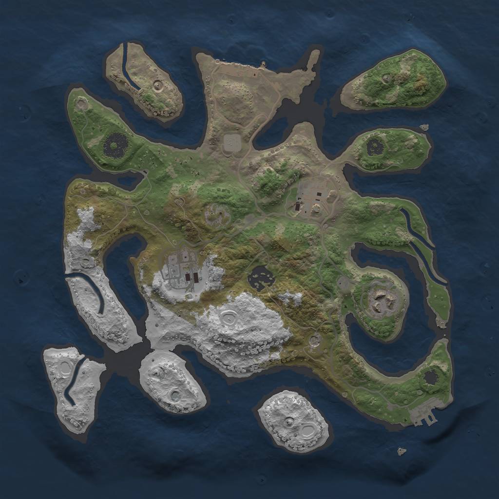 Rust Map: Procedural Map, Size: 3000, Seed: 739710545, 12 Monuments
