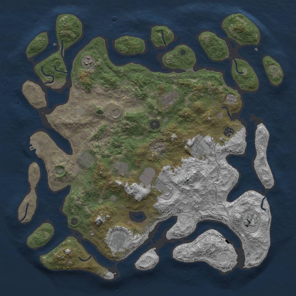 Rust Map: Procedural Map, Size: 4500, Seed: 5258, 18 Monuments