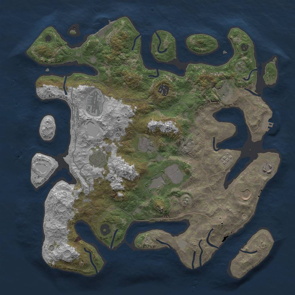 Rust Map: Procedural Map, Size: 4000, Seed: 58272, 17 Monuments