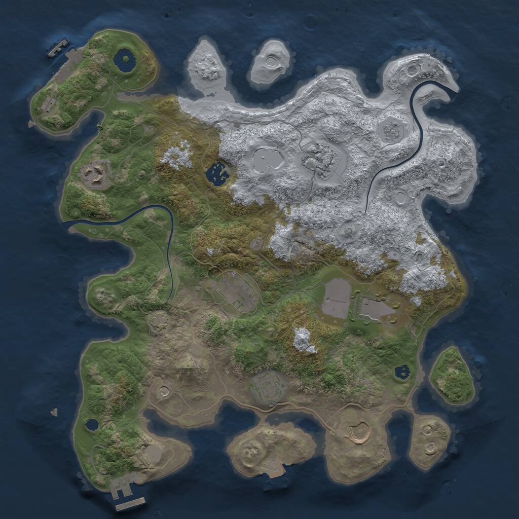 Rust Map: Procedural Map, Size: 3500, Seed: 292045095, 13 Monuments