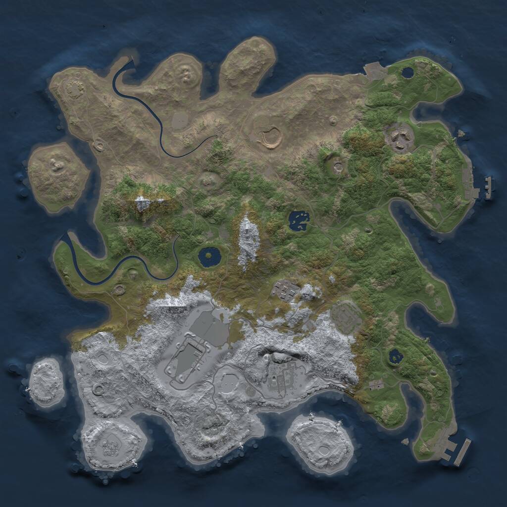 Rust Map: Procedural Map, Size: 3550, Seed: 827875, 13 Monuments