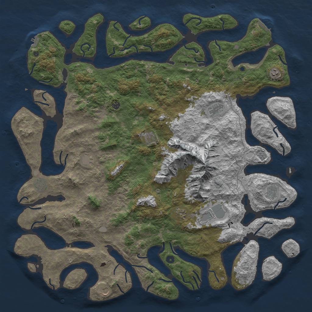 Rust Map: Procedural Map, Size: 6000, Seed: 1620677053, 19 Monuments