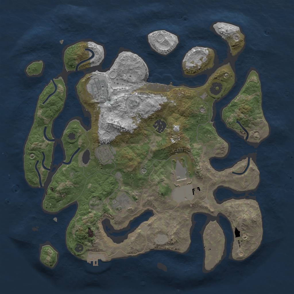 Rust Map: Procedural Map, Size: 3500, Seed: 123451234, 13 Monuments