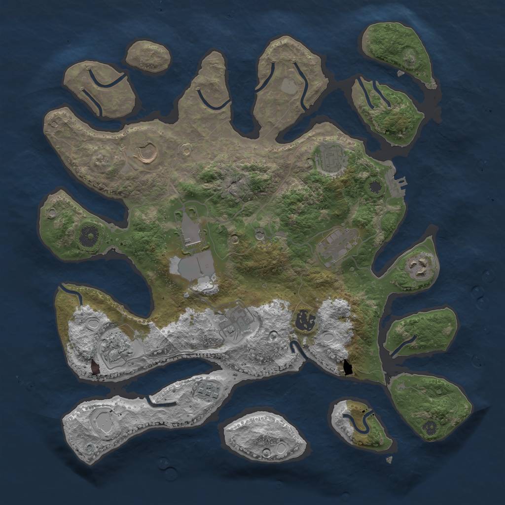 Rust Map: Procedural Map, Size: 3700, Seed: 1065525898, 16 Monuments