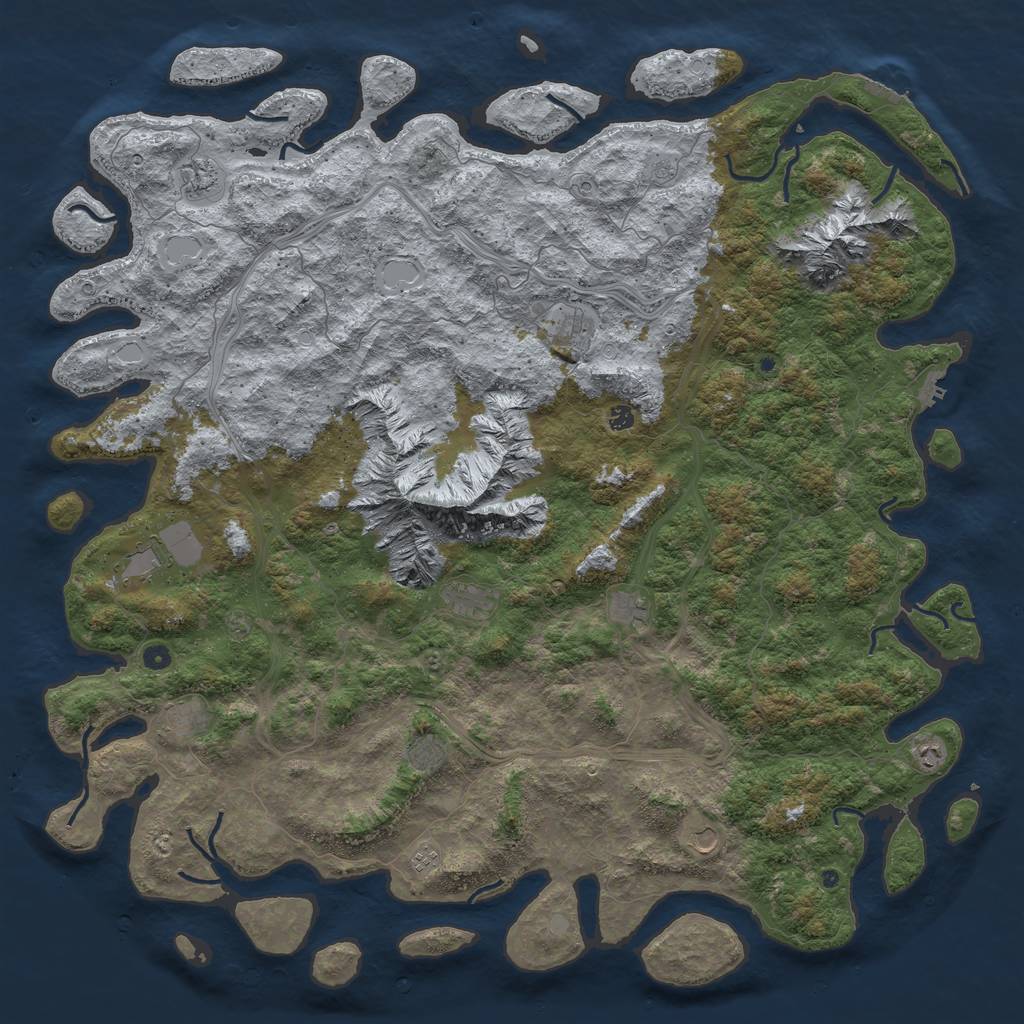 Rust Map: Procedural Map, Size: 6000, Seed: 87564890, 18 Monuments