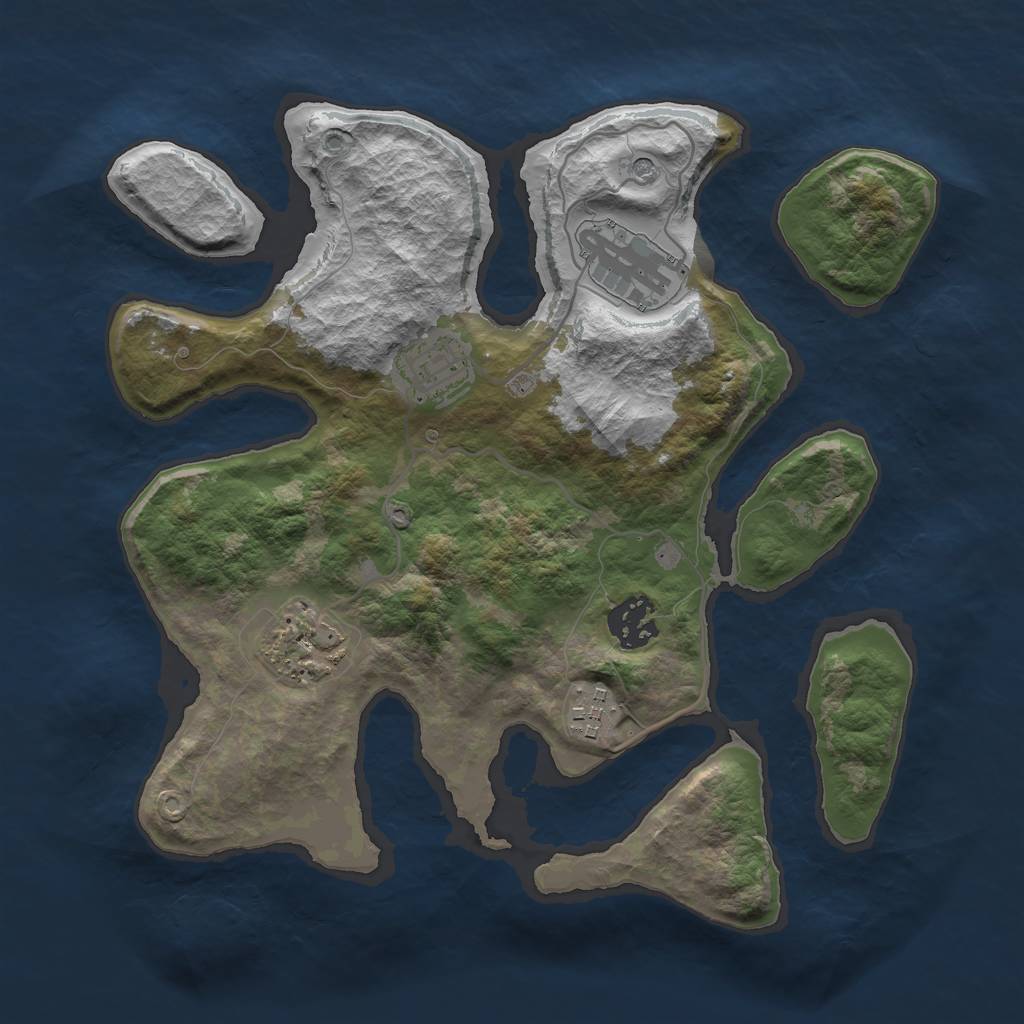 Rust Map: Barren, Size: 3000, Seed: 475966783, 8 Monuments