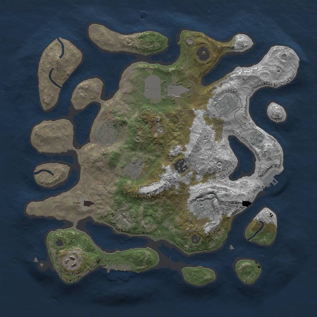 Rust Map: Procedural Map, Size: 3500, Seed: 1960333090, 16 Monuments