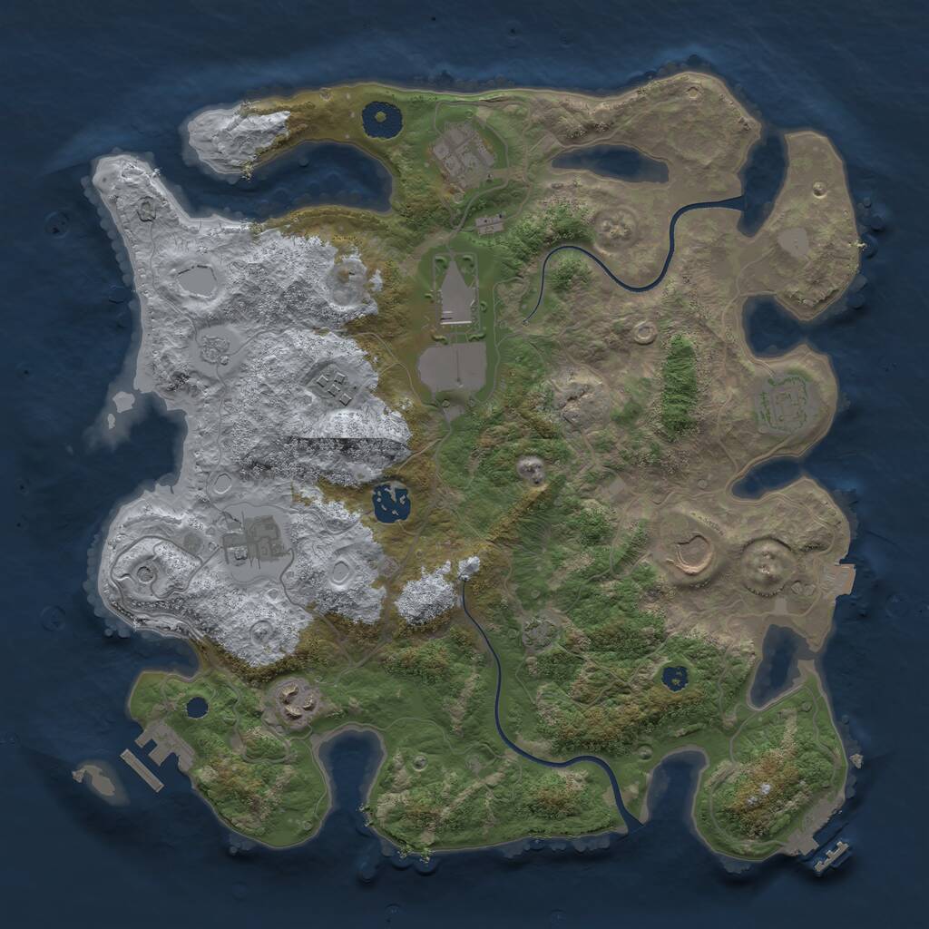 Rust Map: Procedural Map, Size: 3550, Seed: 216016, 14 Monuments
