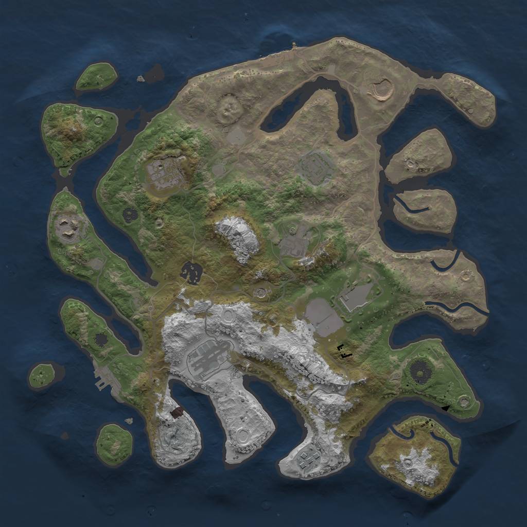 Rust Map: Procedural Map, Size: 3550, Seed: 335582, 17 Monuments