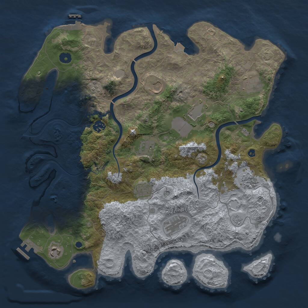 Rust Map: Procedural Map, Size: 3950, Seed: 673275619, 16 Monuments