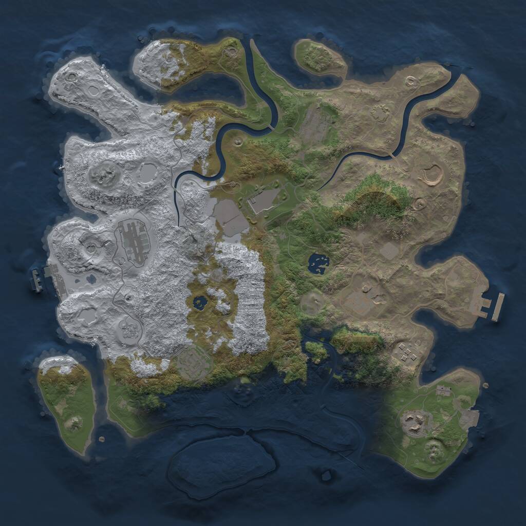 Rust Map: Procedural Map, Size: 3700, Seed: 1293511654, 15 Monuments