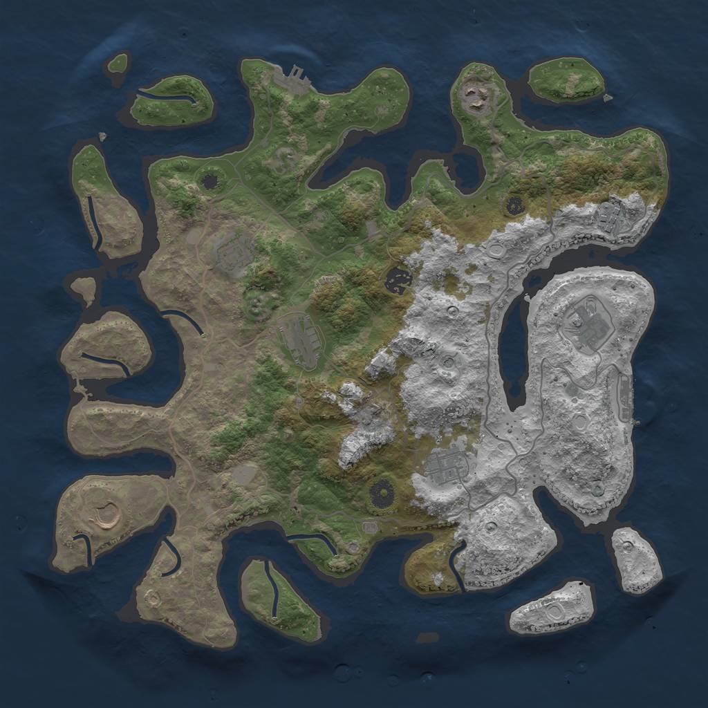 Rust Map: Procedural Map, Size: 4000, Seed: 555372, 16 Monuments