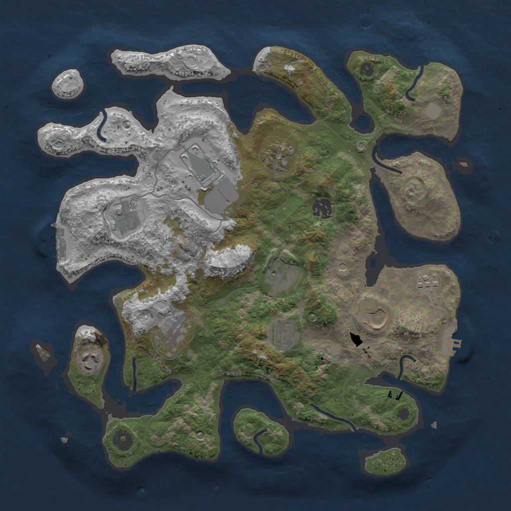 Rust Map: Procedural Map, Size: 3800, Seed: 807189958, 18 Monuments
