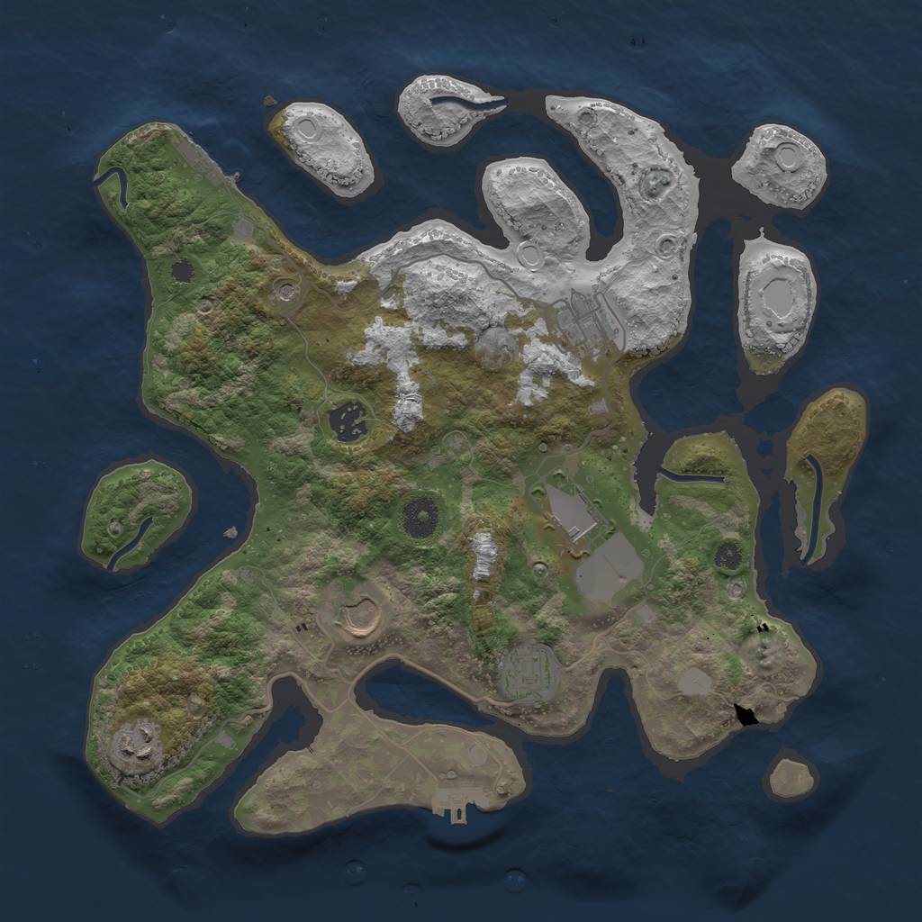Rust Map: Procedural Map, Size: 3550, Seed: 473043, 14 Monuments