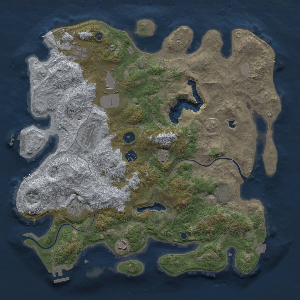 Rust Map: Procedural Map, Size: 4000, Seed: 890289, 14 Monuments