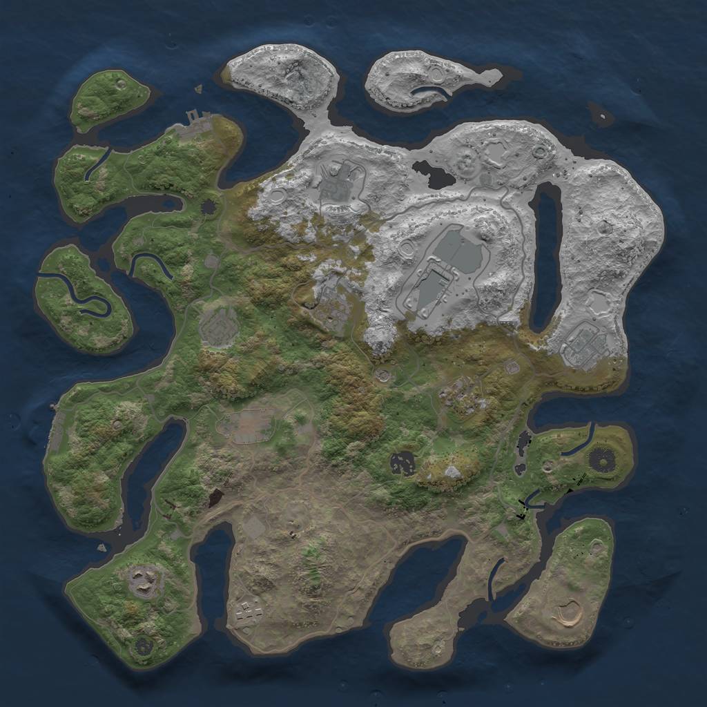 Rust Map: Procedural Map, Size: 4050, Seed: 2080411713, 19 Monuments