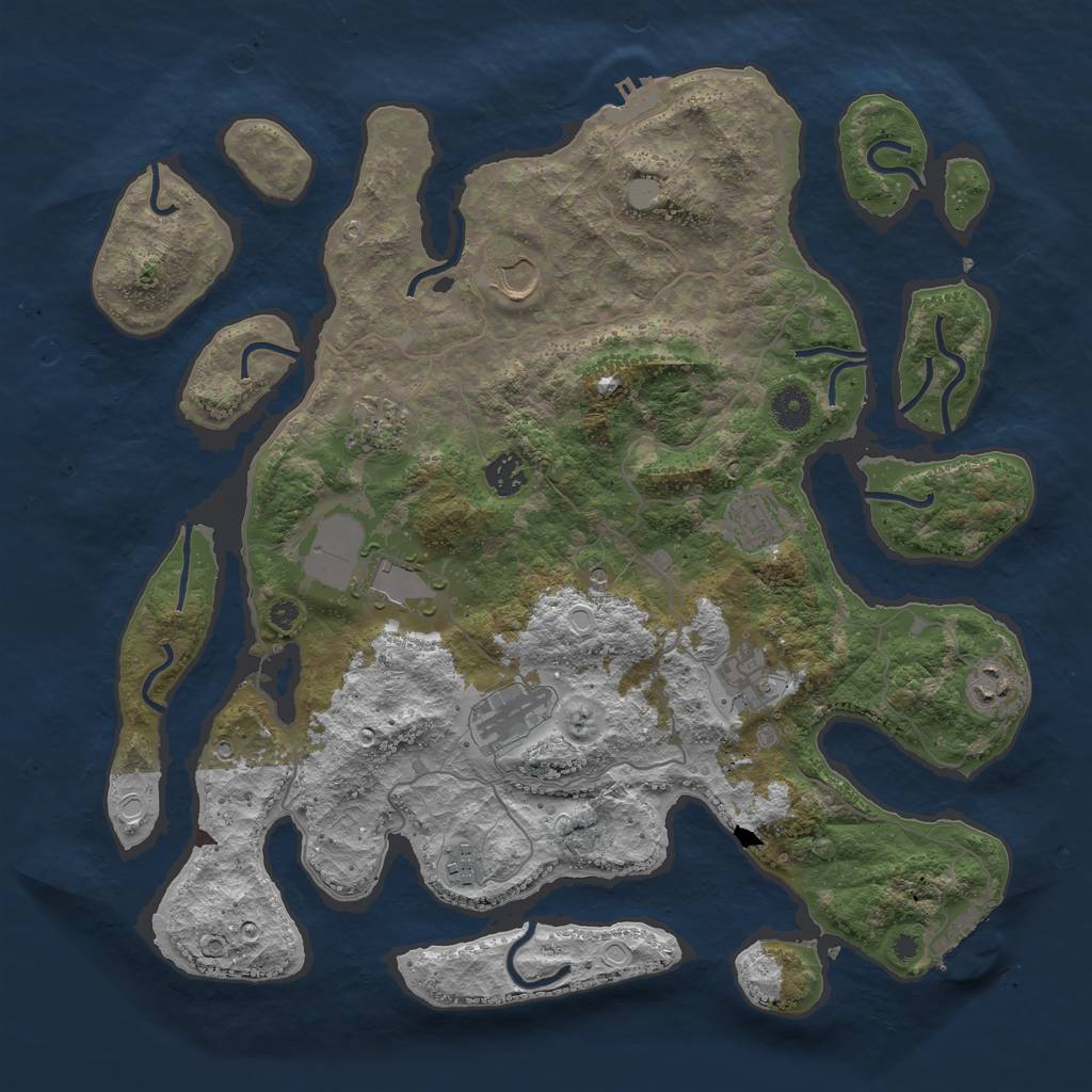 Rust Map: Procedural Map, Size: 4000, Seed: 755744, 17 Monuments