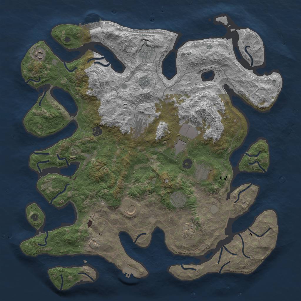 Rust Map: Procedural Map, Size: 4500, Seed: 887787711, 18 Monuments