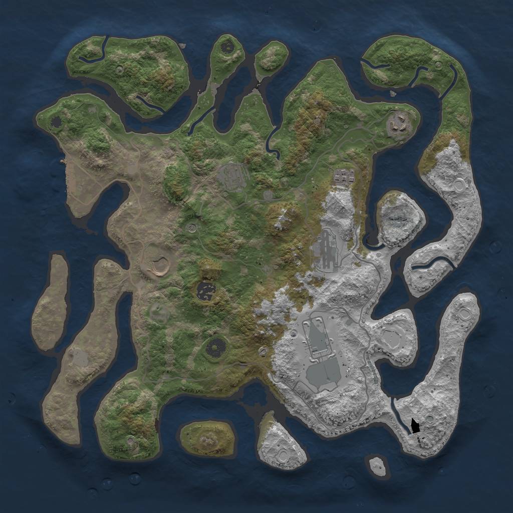 Rust Map: Procedural Map, Size: 4000, Seed: 766087, 14 Monuments