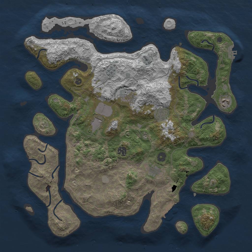 Rust Map: Procedural Map, Size: 4000, Seed: 260989, 15 Monuments
