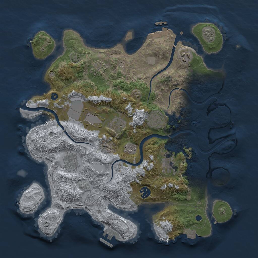 Rust Map: Procedural Map, Size: 3550, Seed: 25818, 15 Monuments