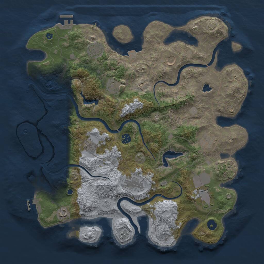 Rust Map: Procedural Map, Size: 4000, Seed: 648178, 16 Monuments