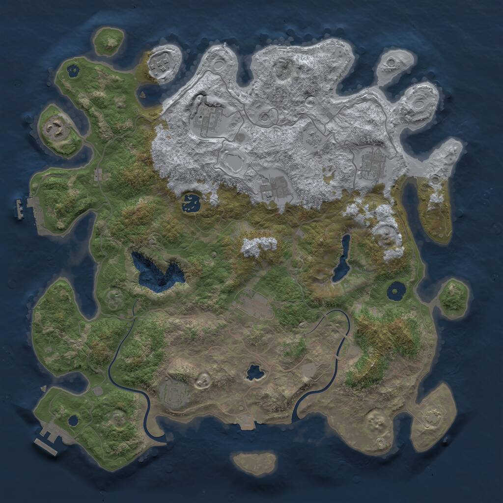 Rust Map: Procedural Map, Size: 4000, Seed: 9701925, 14 Monuments
