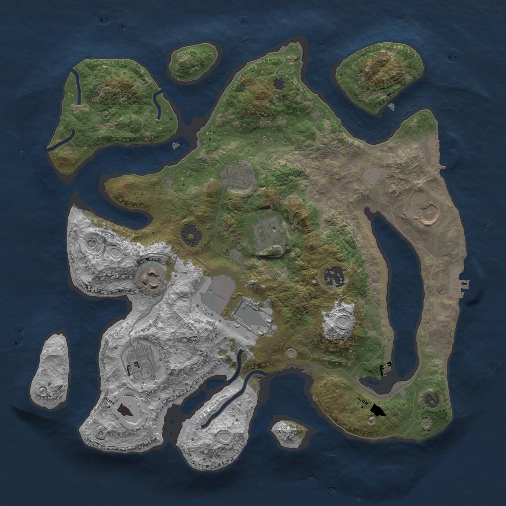 Rust Map: Procedural Map, Size: 3550, Seed: 35825, 15 Monuments