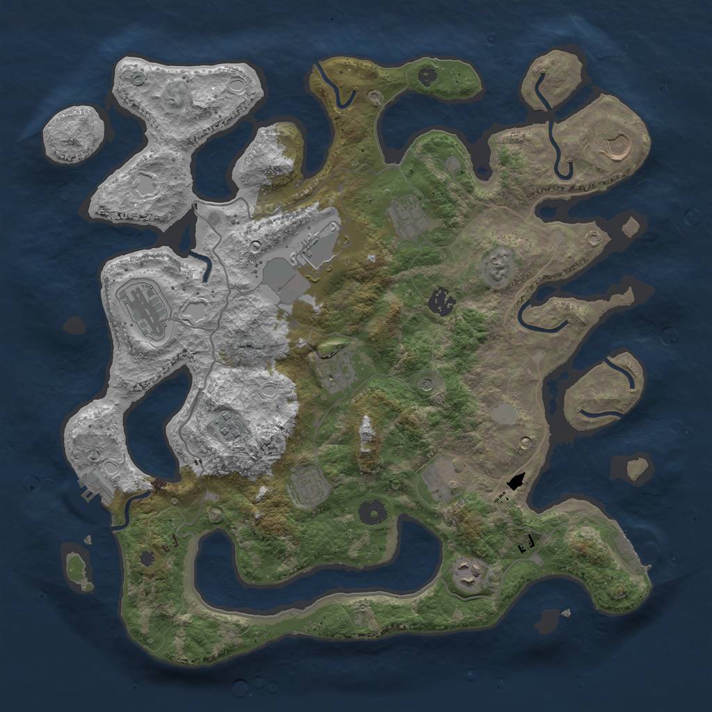 Rust Map: Procedural Map, Size: 4000, Seed: 939723, 18 Monuments