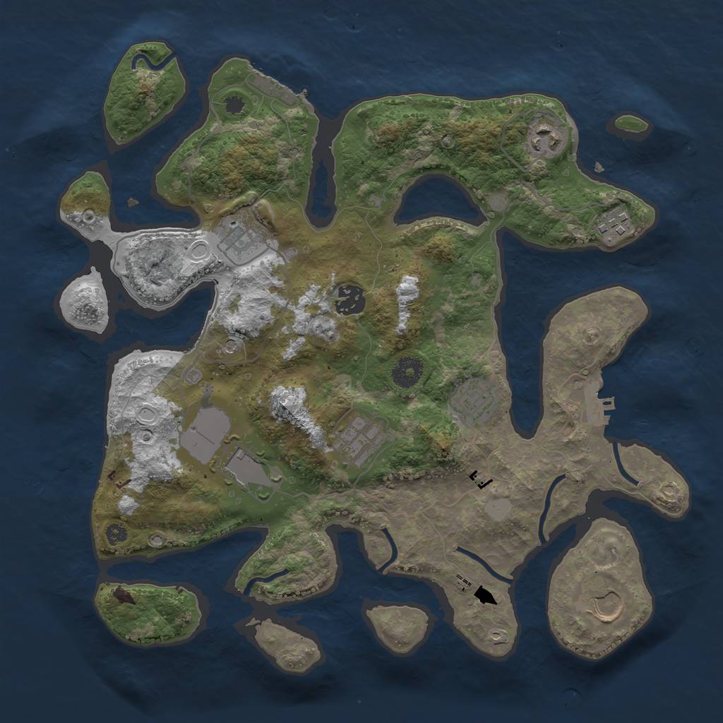 Rust Map: Procedural Map, Size: 3500, Seed: 1510846852, 16 Monuments