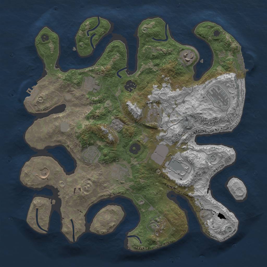 Rust Map: Procedural Map, Size: 3600, Seed: 1620677053, 19 Monuments