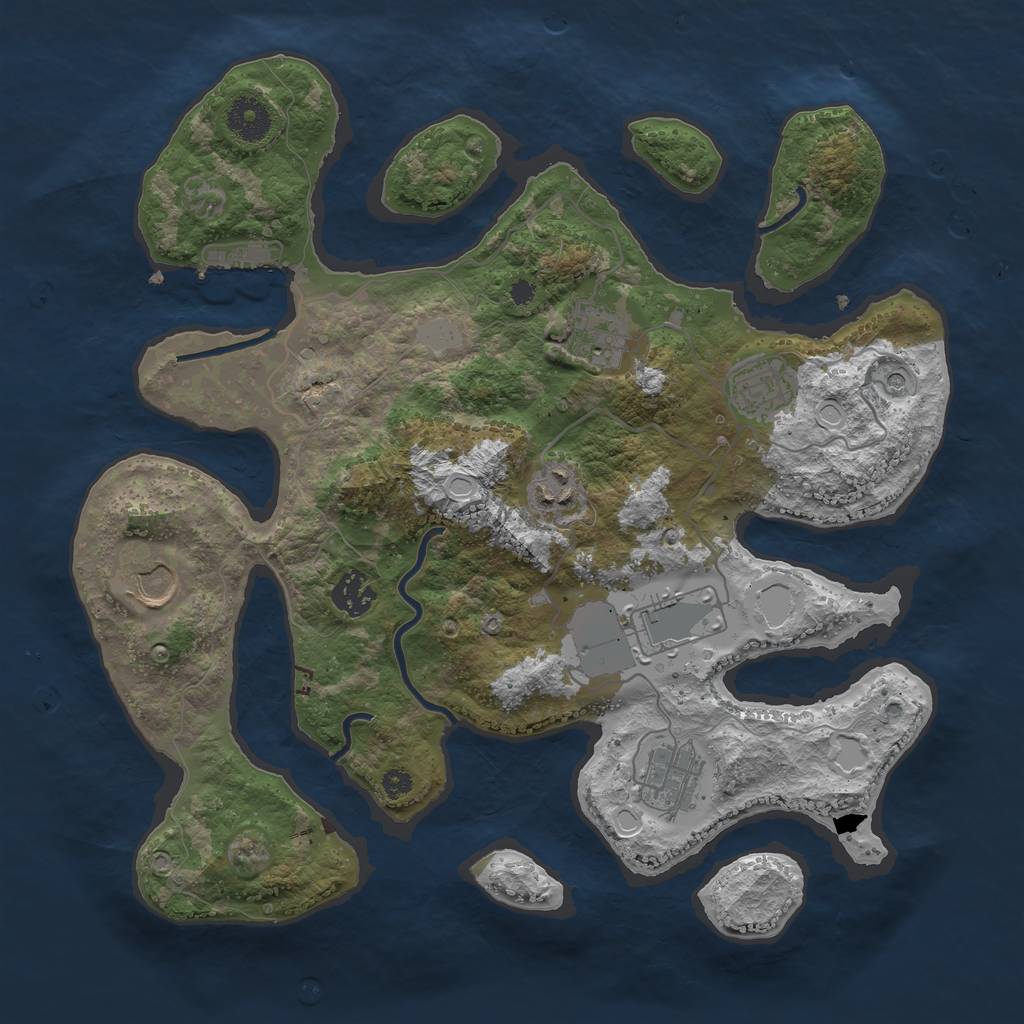 Rust Map: Procedural Map, Size: 3550, Seed: 385220, 14 Monuments
