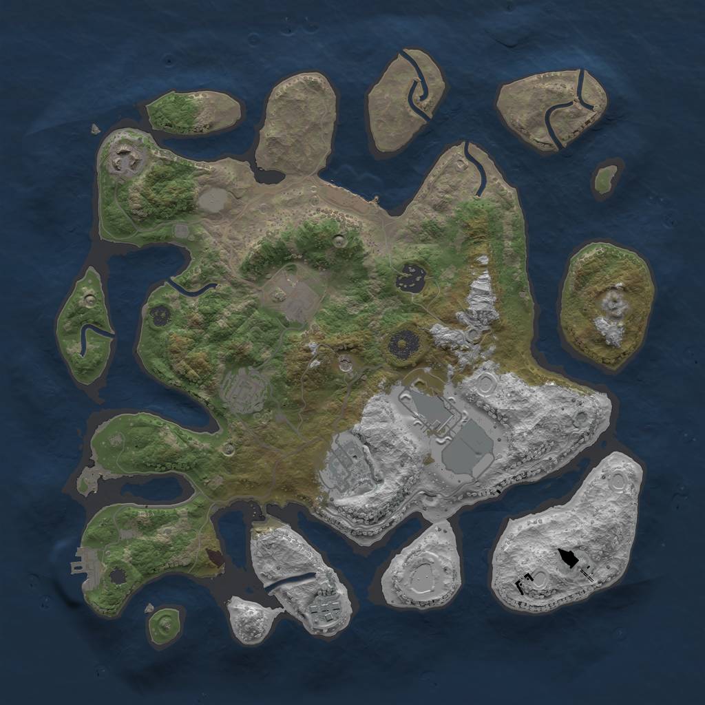 Rust Map: Procedural Map, Size: 3550, Seed: 689254, 15 Monuments