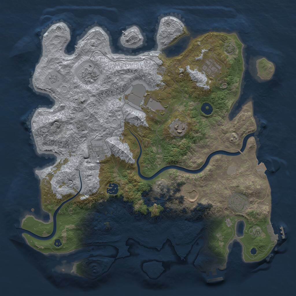 Rust Map: Procedural Map, Size: 3800, Seed: 45422461, 15 Monuments