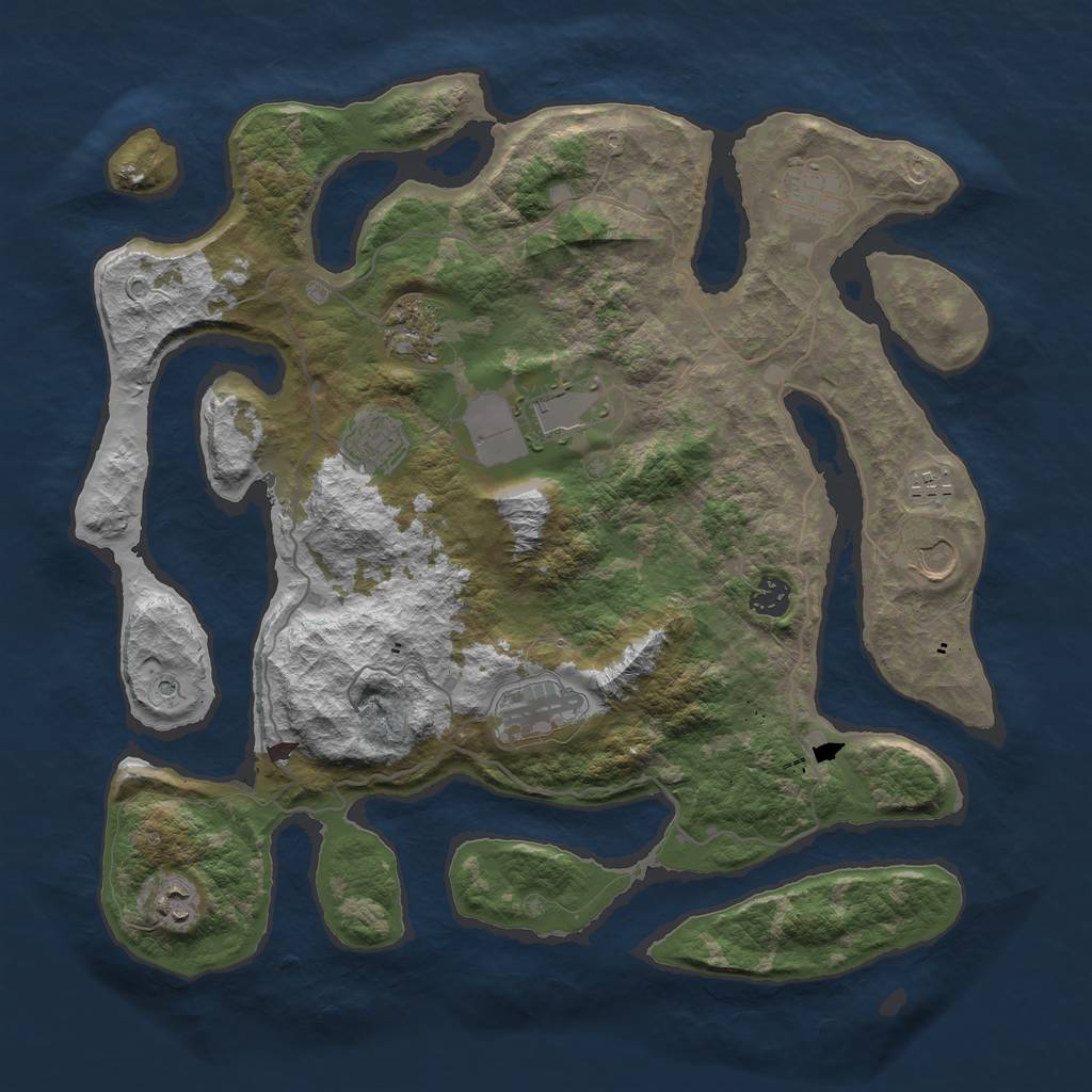 Rust Map: Barren, Size: 4000, Seed: 5405, 12 Monuments