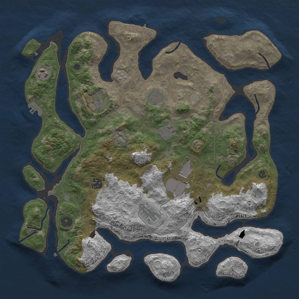 Rust Map: Procedural Map, Size: 4000, Seed: 473550, 16 Monuments
