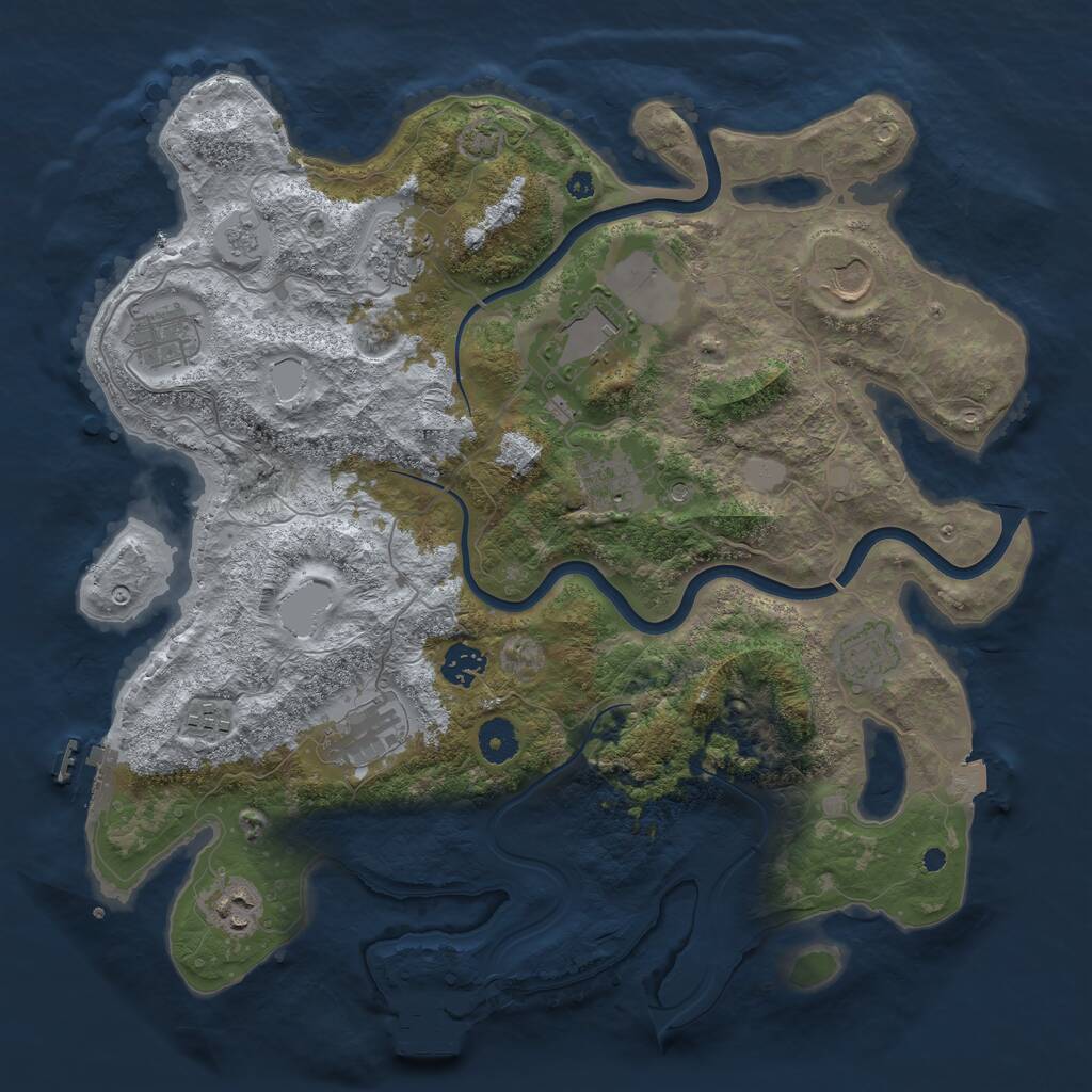 Rust Map: Procedural Map, Size: 3850, Seed: 2048158116, 16 Monuments