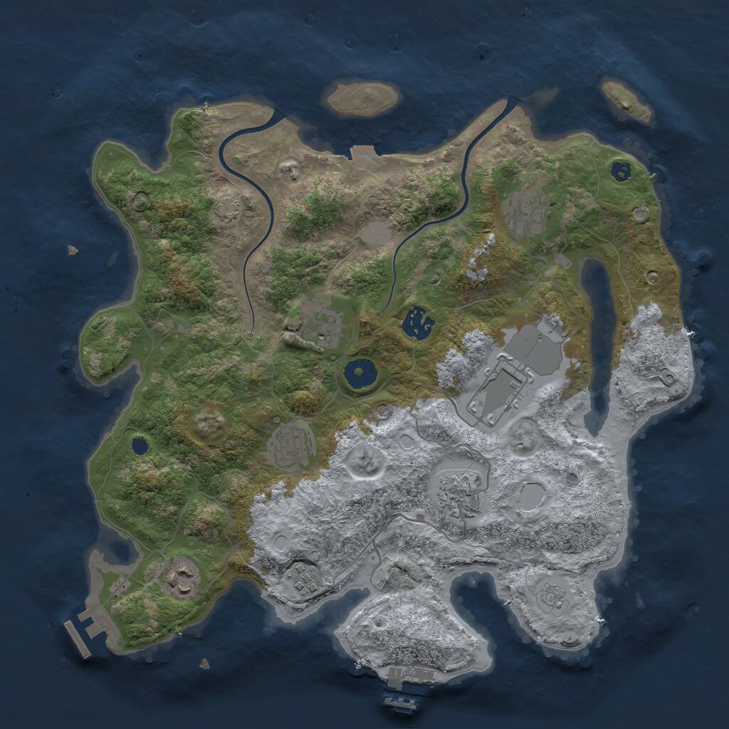 Rust Map: Procedural Map, Size: 3550, Seed: 701900, 14 Monuments