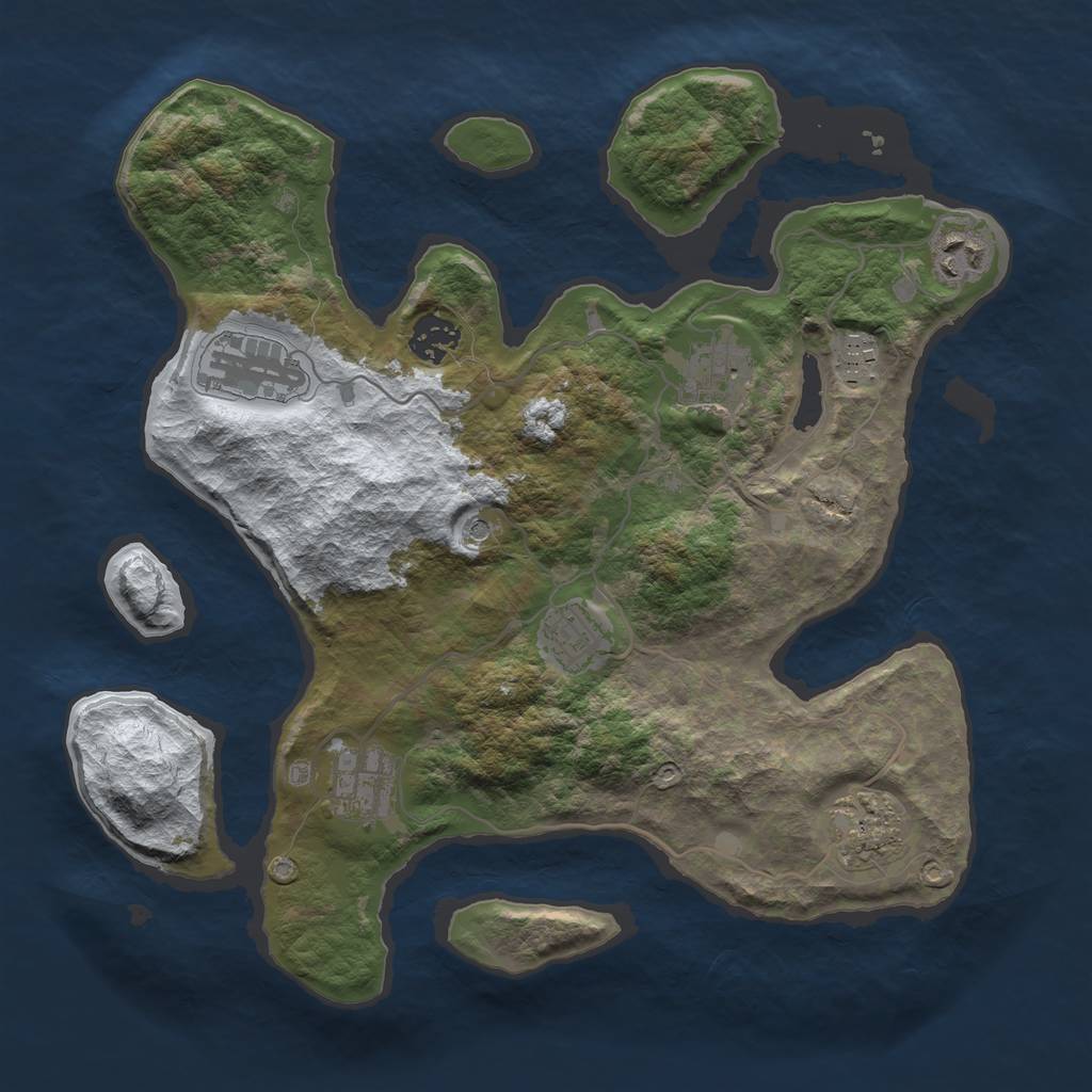Rust Map: Barren, Size: 3400, Seed: 25000, 11 Monuments