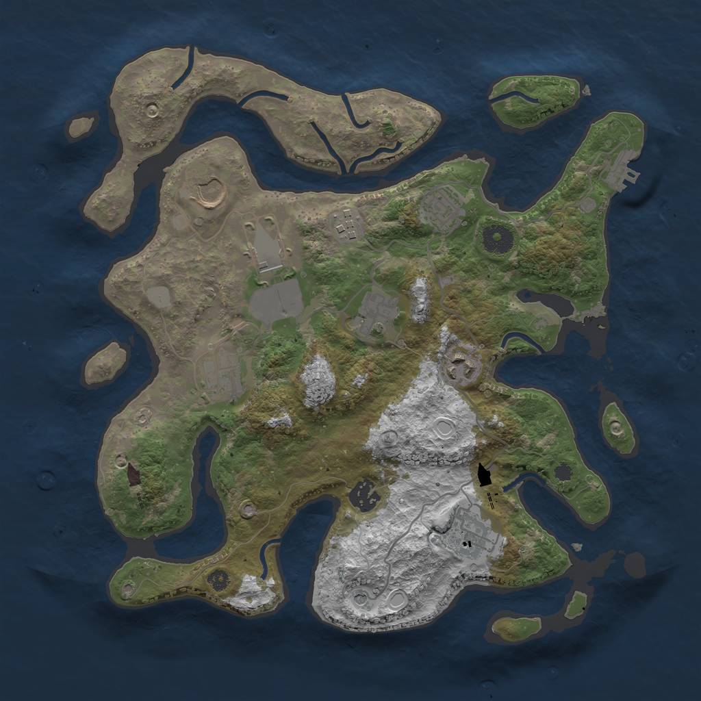 Rust Map: Procedural Map, Size: 3500, Seed: 594934300, 16 Monuments