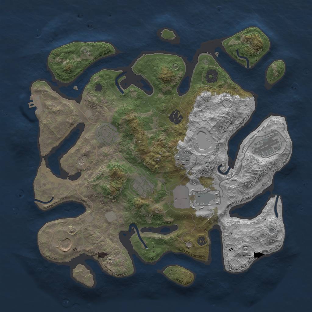 Rust Map: Procedural Map, Size: 3500, Seed: 1620775785, 14 Monuments