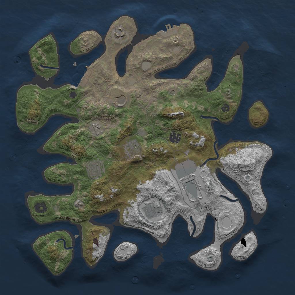 Rust Map: Procedural Map, Size: 3700, Seed: 84196502, 16 Monuments