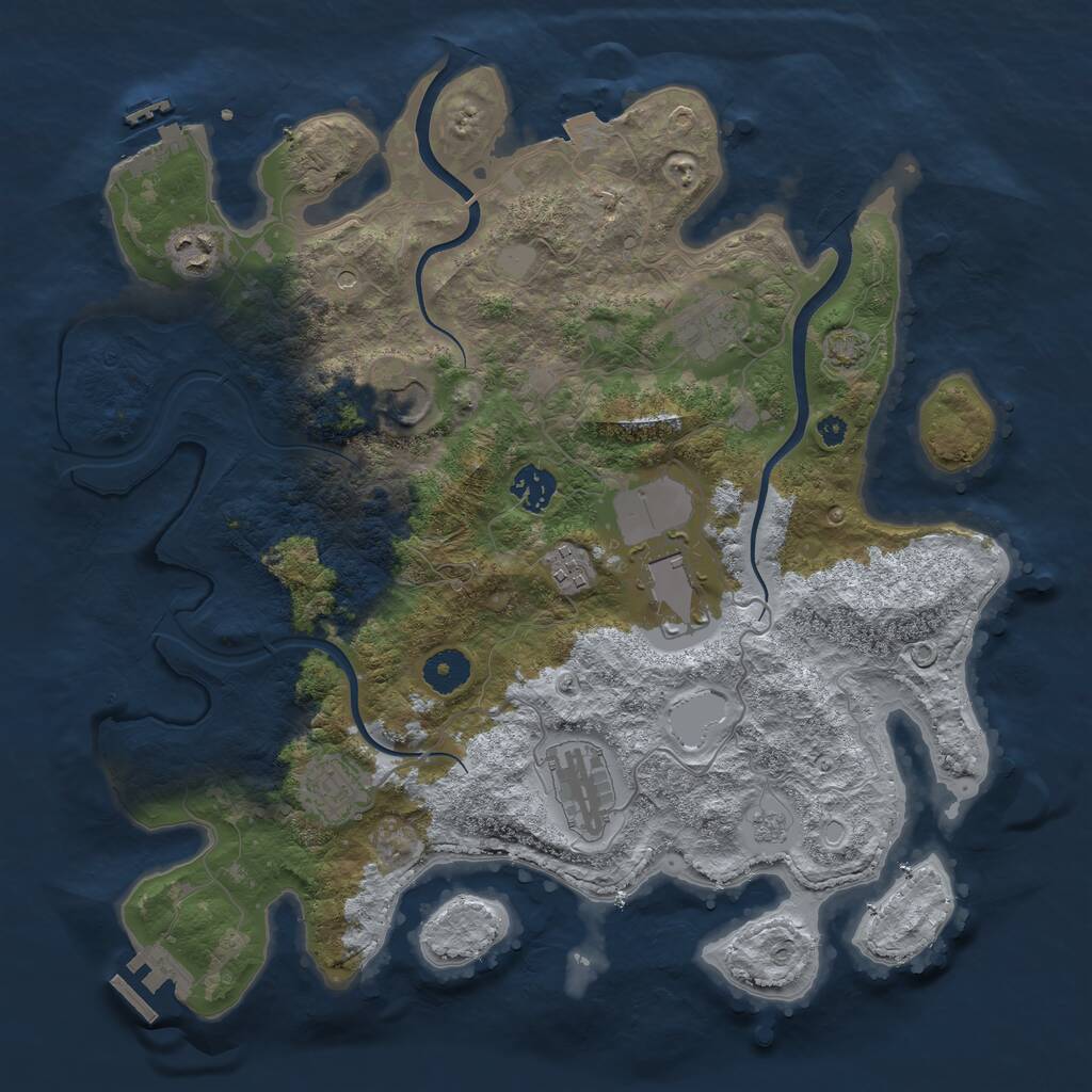 Rust Map: Procedural Map, Size: 3700, Seed: 84196502, 14 Monuments