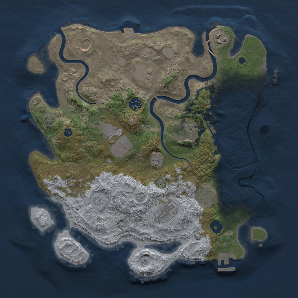 Rust Map: Procedural Map, Size: 3550, Seed: 516543, 16 Monuments