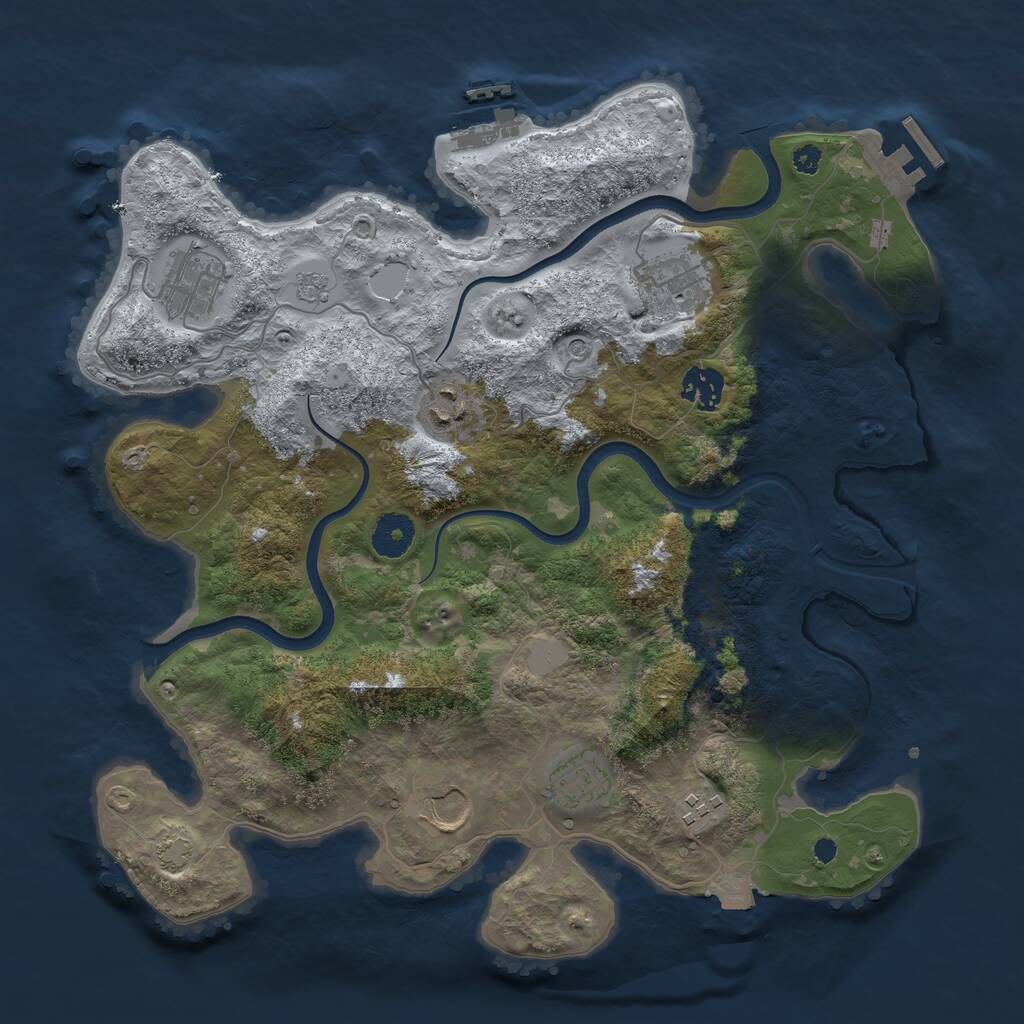 Rust Map: Procedural Map, Size: 3550, Seed: 869761, 13 Monuments